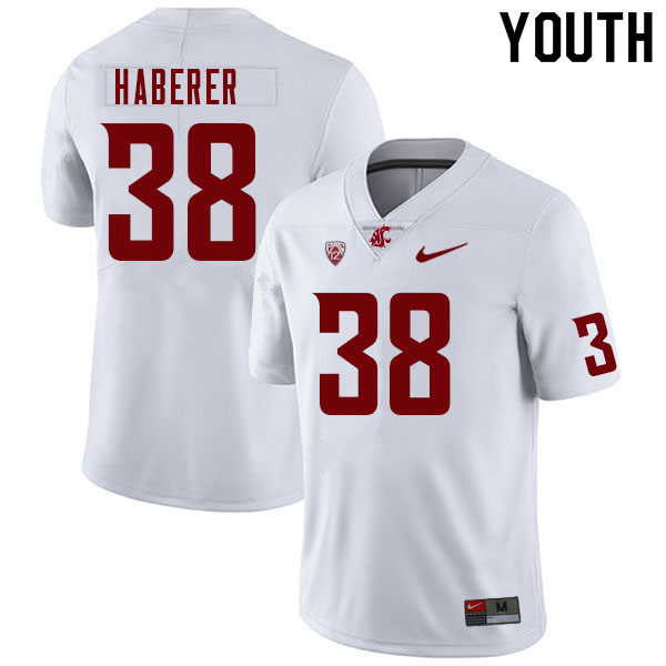Youth #38 Nick Haberer Washington State Cougars College Football Jerseys Sale-White - Click Image to Close